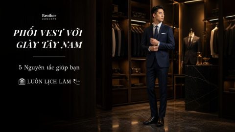 Phối vest với giày tây nam