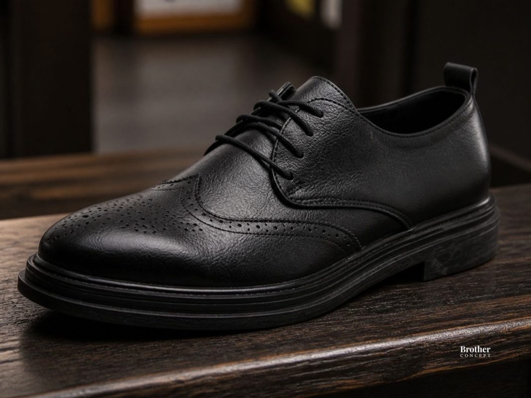 Derby Black Sole giày Derby nam công sở họa tiết brogue