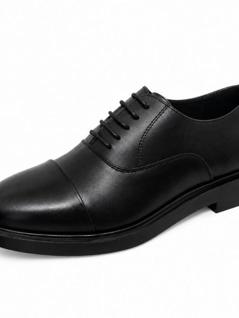 Giày Oxford nam da bò thật Gent Oxford màu đen đế cao su 3cm