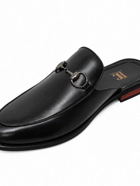 Giày sục nam da bò thật Sapo Horse V2 màu đen đế phíp gỗ